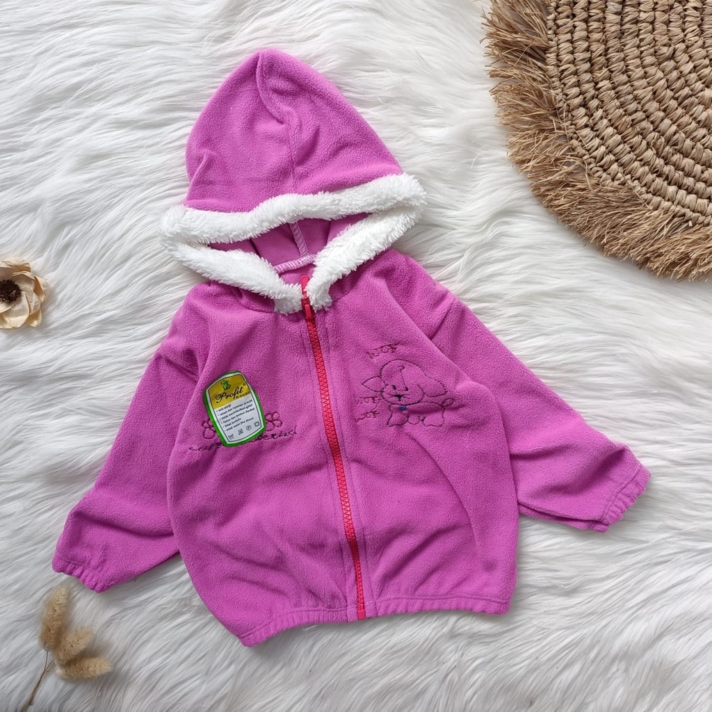 Jaket bayi murah bulu emen hoodie 0-12 bulan