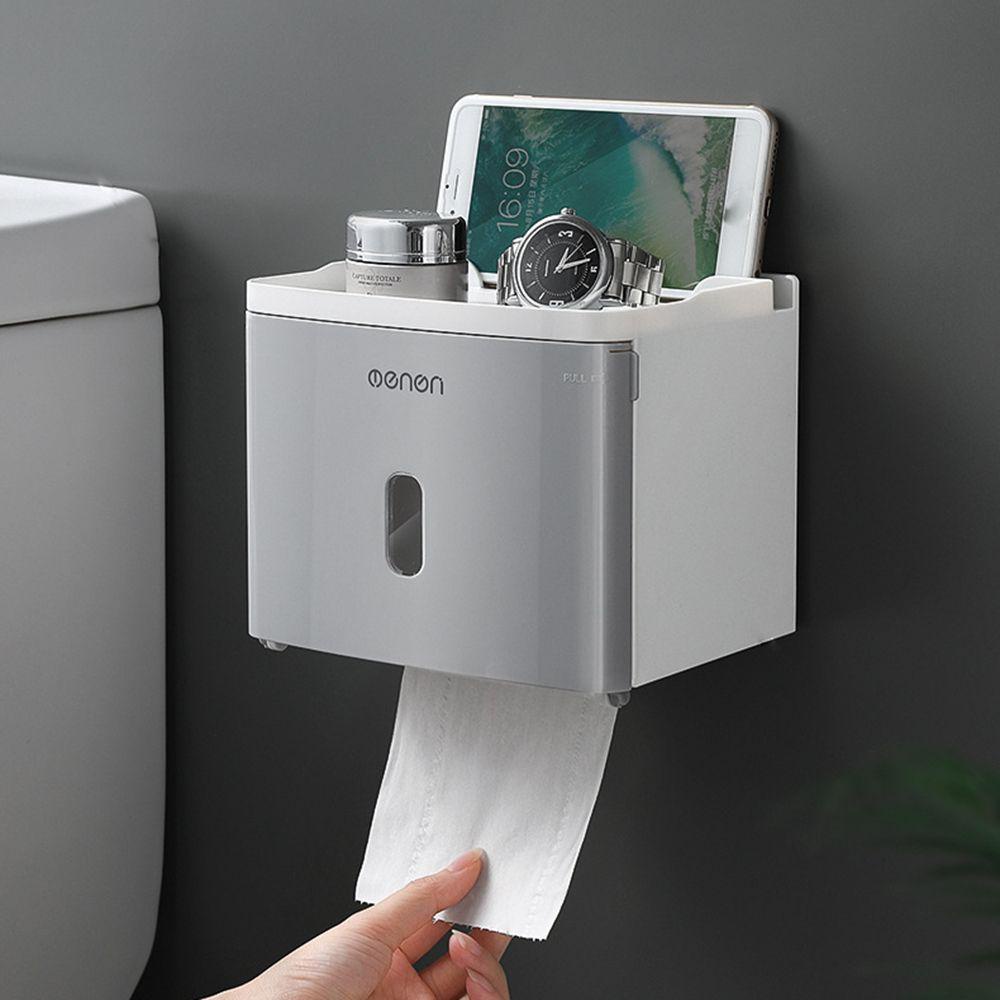 Solighter Toilet Paper Holder New Wall Mounted No Punching Kitchen Kertas Penyimpanan Roll/Dispenser Kertas Serut