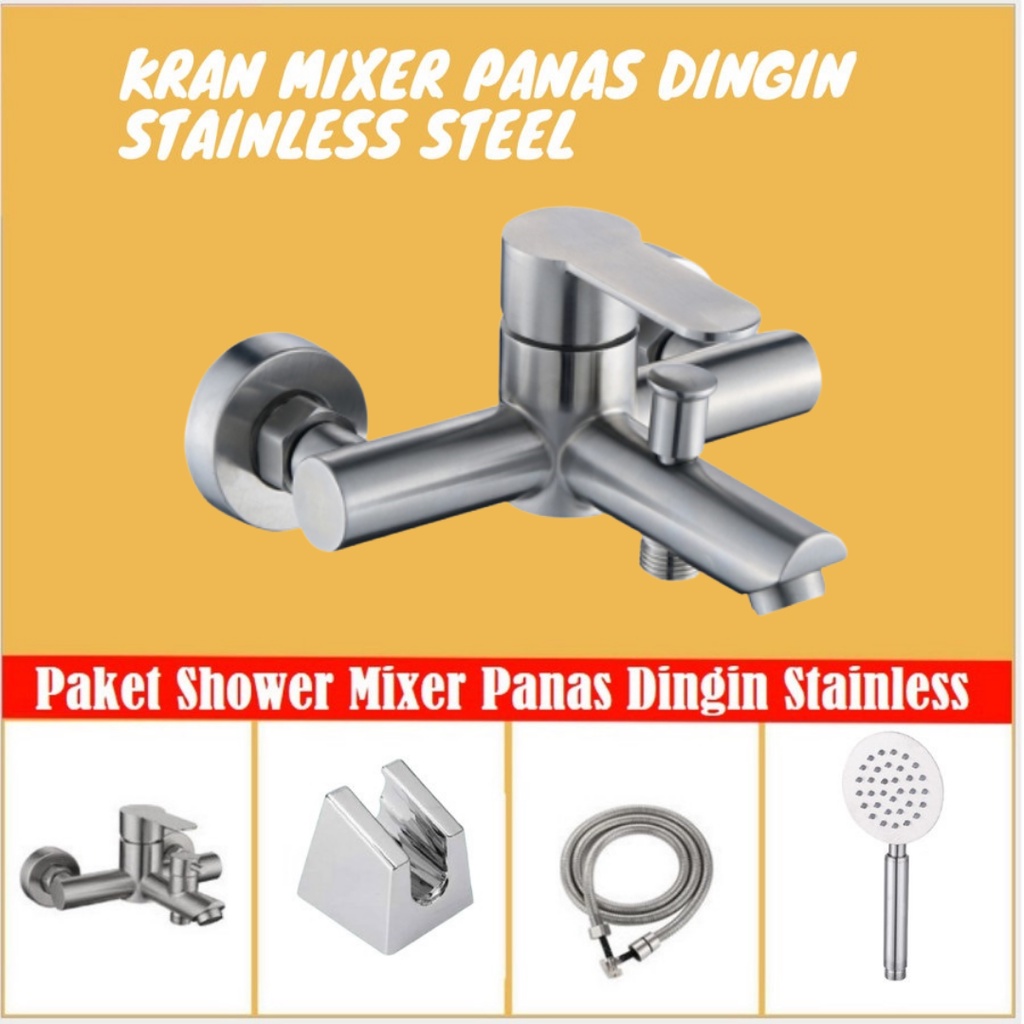 Kran bathub panas dingin 2 lubang Kran Air Kran Shower Kuningan/Stainless