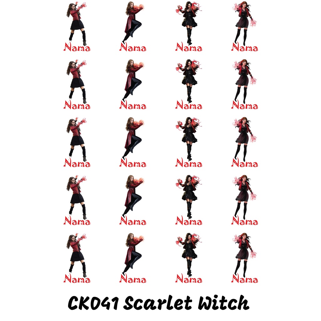 

Sticker Nama Cutting Label Waterproof Tahan Air Scarlet Witch (CK041)