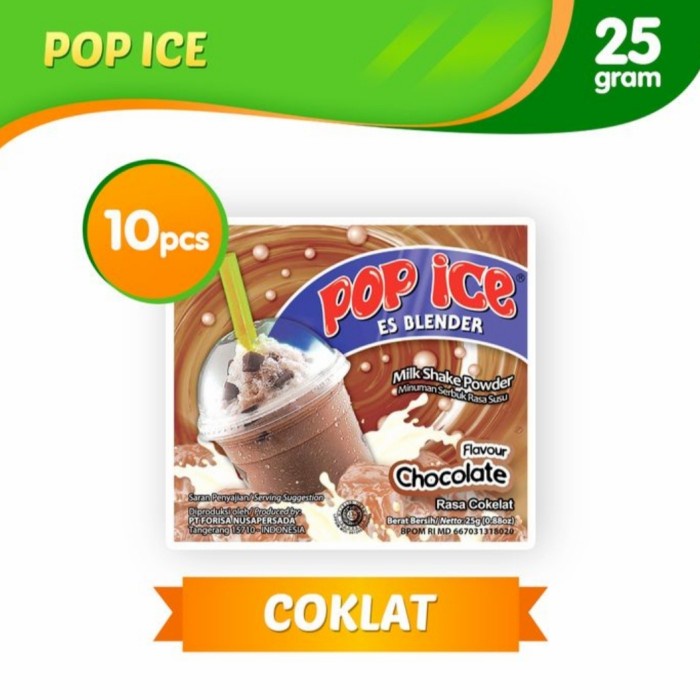 

LAINNYA-KEMASAN-MINUMAN- POP ICE ES BLENDER COKLAT CHOCOLATE RENCENG 10 PCS SACHET 25GRAM 25 GR