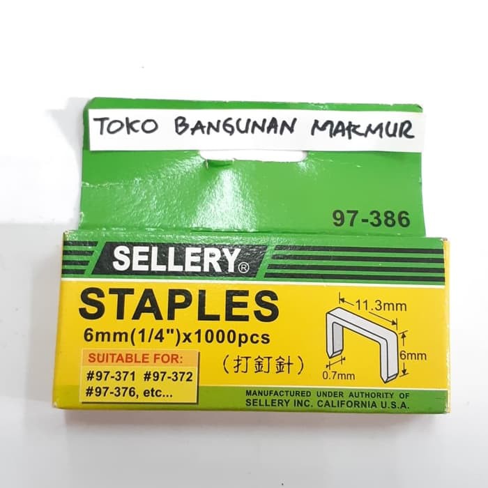 

Isi Staples Tembak 6mm Sellery 97-386 / Steples / Gun Tracker / Hekter