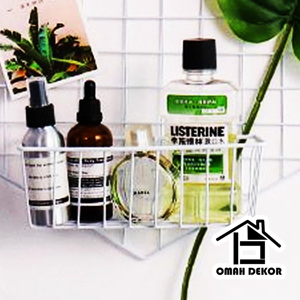 [ ORIGINAL FREE BUBLE WRAP ] Keranjang Besi PUTIH  wall grid mesh tanaman hias rak dapur HIJANG KESI