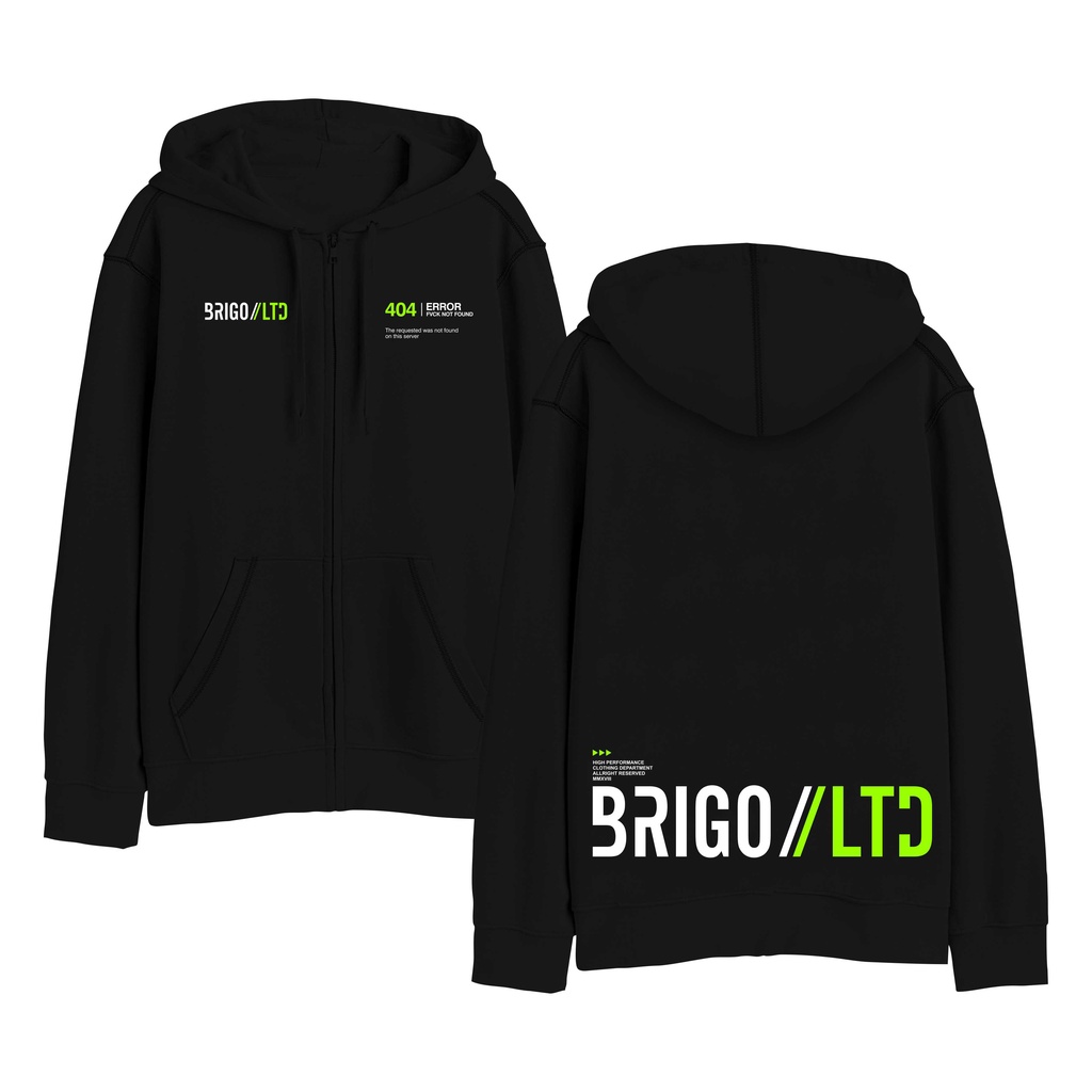 Sweater Hoodie Resleting BRIGO EROR 404 Sablon DTF Fleece Cotton II BRIGO Zipper Jumper Hoodie EROR 404 II M-XXL (Pria &amp; Wanita) Free stiker&amp;Gantungan Kunci