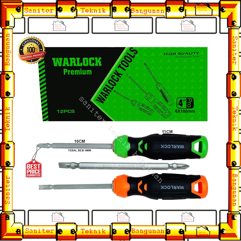 Obeng Bulak Balik Plus Minus Magnet Gagang Lapis Karet 21Cm Warlock