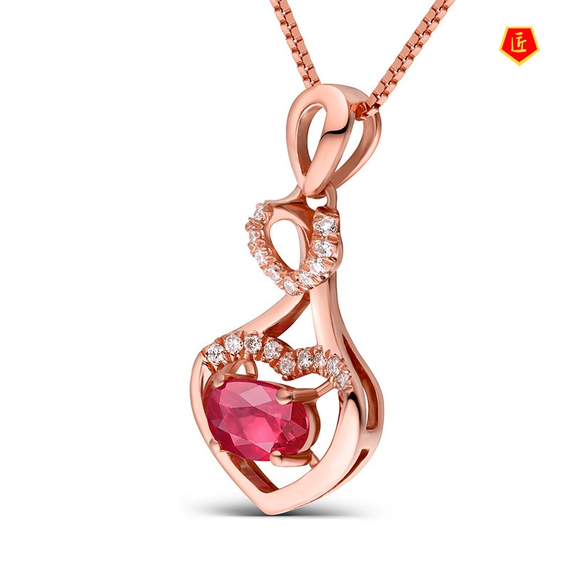 [Ready Stock]Japanese and Korean Style Love Ruby Pendant Fashionable and Elegant