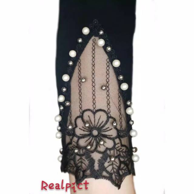 NEW LEGGING MUTIARA KAKI 2226-19  IMPORT / LEGGING IMPORT MURAH / LEGGING RENDA KAKI