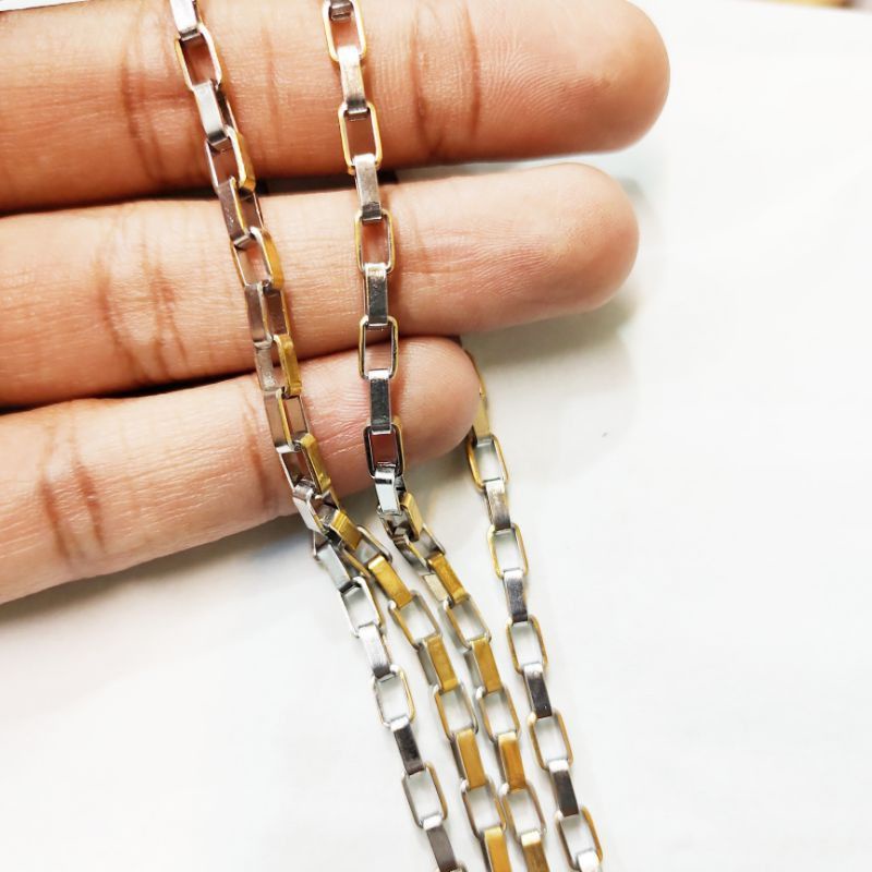 KALUNG TITANIUM MODEL KOTAK KOMBINASI TERLARIS PRIA WANITA STAINLEES STEEL