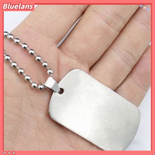 Bluelans Men Women Punk Fashion 316L Stainless Steel Polished Rectangular Dog Tag Necklace