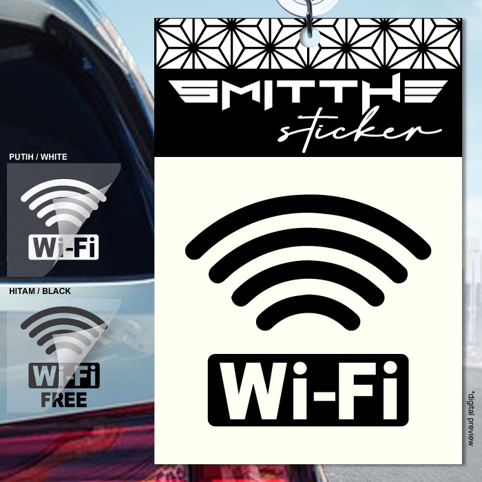 Stiker WIFI Cutting Sticker Decal Waterproof untuk Mobil Motor Cafe Kaca Etalase Toko Coffee Shop