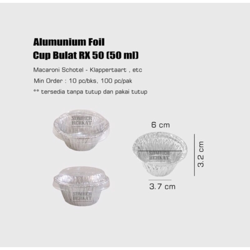 Alumunium Foil Cup RX 50 dan tutup lid mika Aluminium Tray Bowl