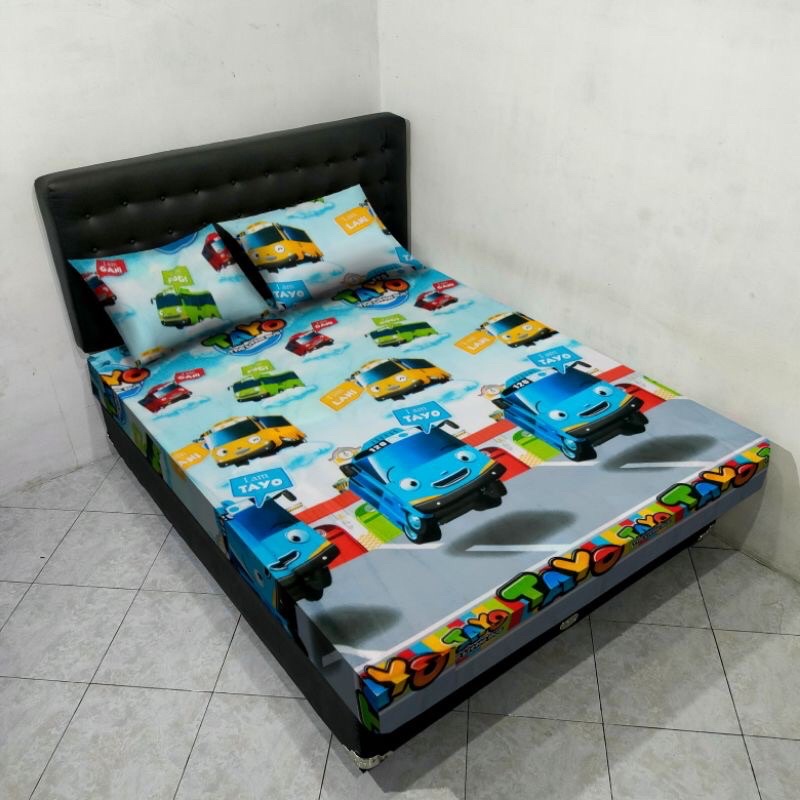 SPREI SEPRAI SEPREI HOMEMADE MOTIF KARAKTER GAMBAR KARTUN MOBIL MOBILAN BIS TAYO THE LITTLE BUS ANAK