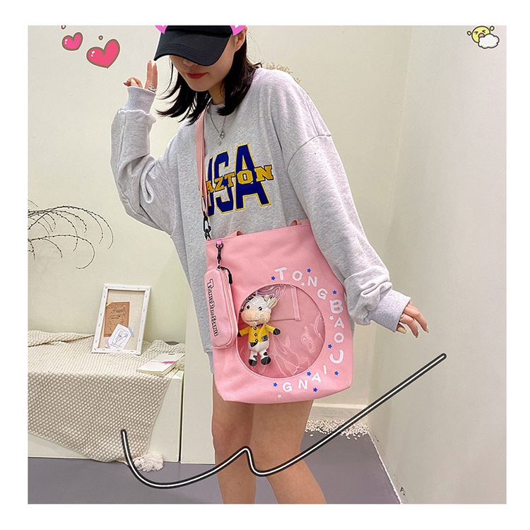 [littlecrab] Tote Bag Sapi Lucu Cow Hitam Putih Unisex Totebag Tas Wanita Pria Sapi Timbul Transparan + Tas Kecil Unik Korean Style