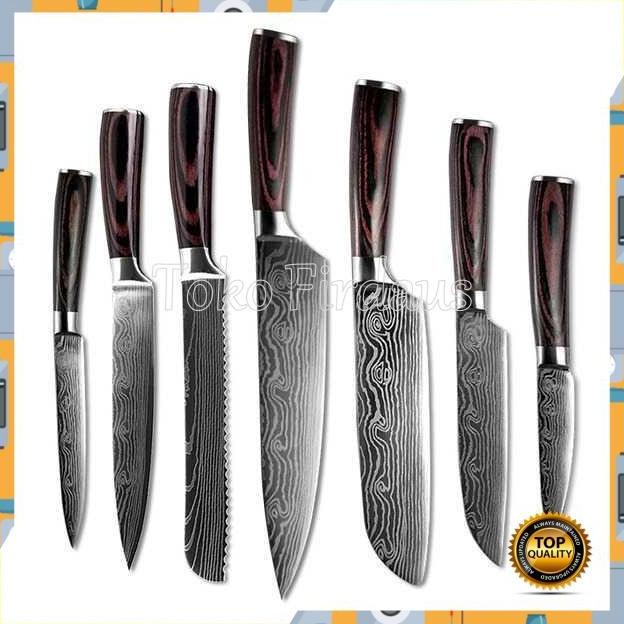 

Promo! Set Pisau Dapur Damascus Pattern Stainless Steel 7 Pcs Silver Jo703Yn6Ol