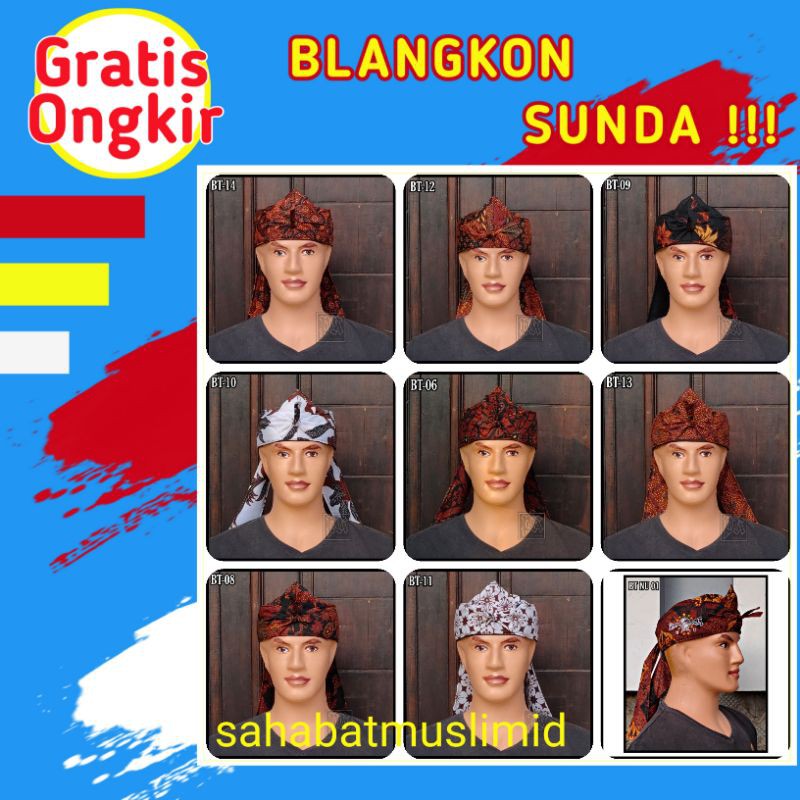 iket udeng blangkon peci hitam polos sunda jawa solo jogja kliwir motif batik murah bahan bagus