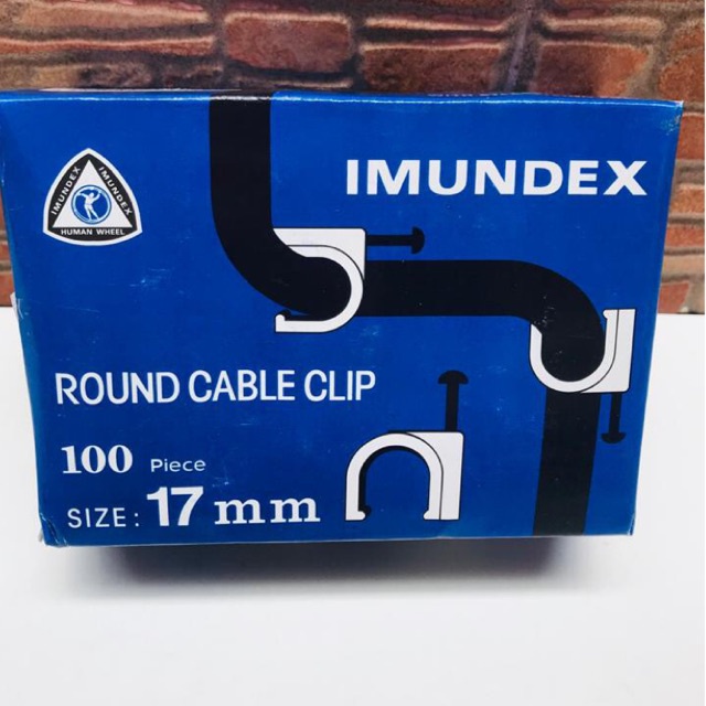 100bj Klem Kabel IMUNDEX 17 mm lengkap paku beton - Round Cable Clip 17mm - Clem Kabel Cleam