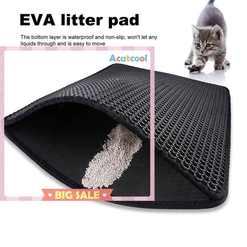 Cat Litter Mat Honeycomb Double Layer Pad No Phthalate Waterproof Black