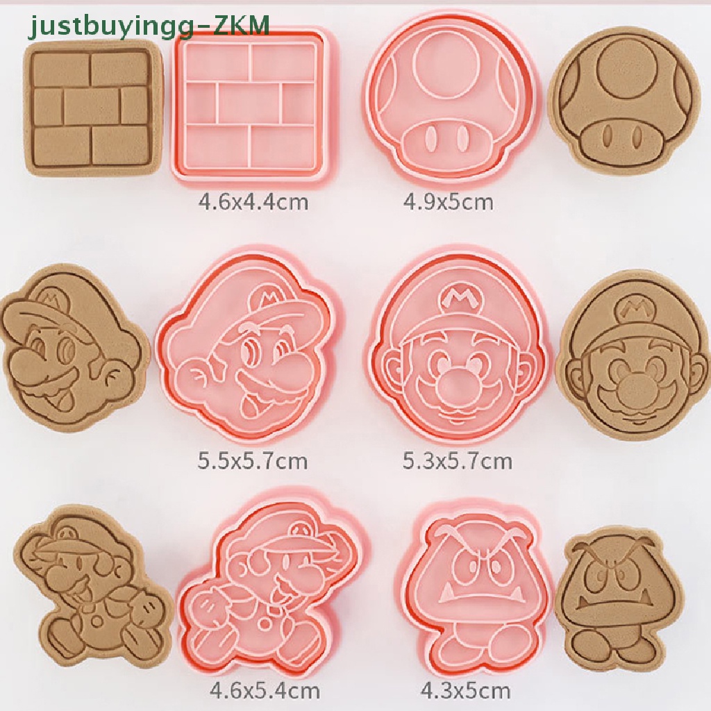 6 Pcs / Set Cetakan Kue Kering Fondant Model Tekan Desain Anime Super Mario 3D Untuk Pesta Halloween