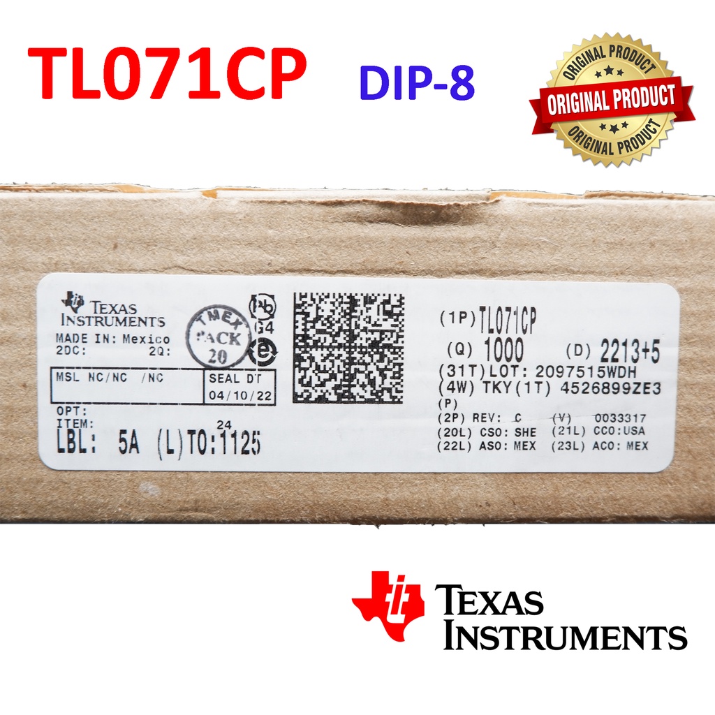 TL071 TL071CP ORIGINAL TEXAS INSTRUMENTS TL 071 CP Op Amps JFET DIP-8