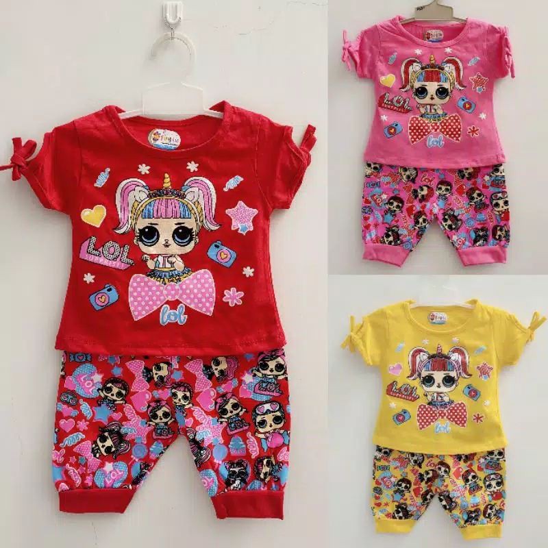 FUNGLIE Setelan baju celana joger HELLO KITTY PONNY LOL KELINCI anak perempuan cewek katun halus