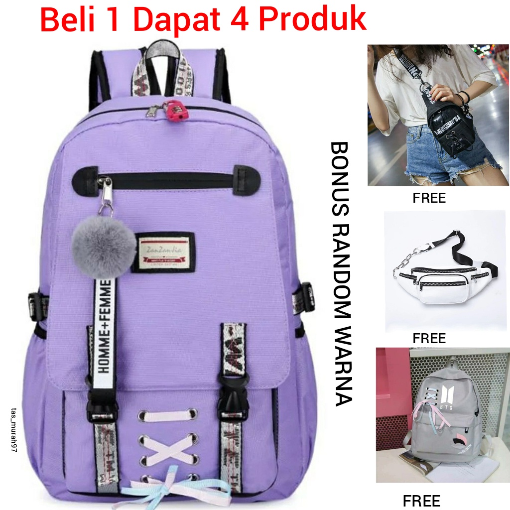 Tas Anak Sekolah Ransel Backpack Cowok Cewek Simple TK SD dan SMP Laki Laki Garsel Tas Punggung