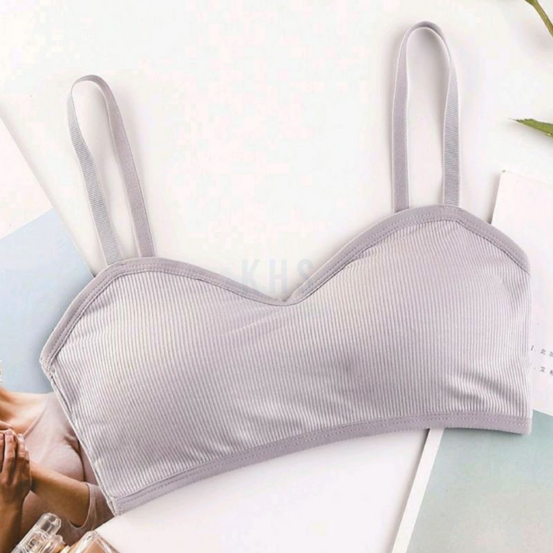 BH Bra Wanita Tanpa Kawat Bahan Halus Pakaian Dalam bralette Push Up Elastis Sexy sport Korea KHS-PUSH UP BRA ABU ABU