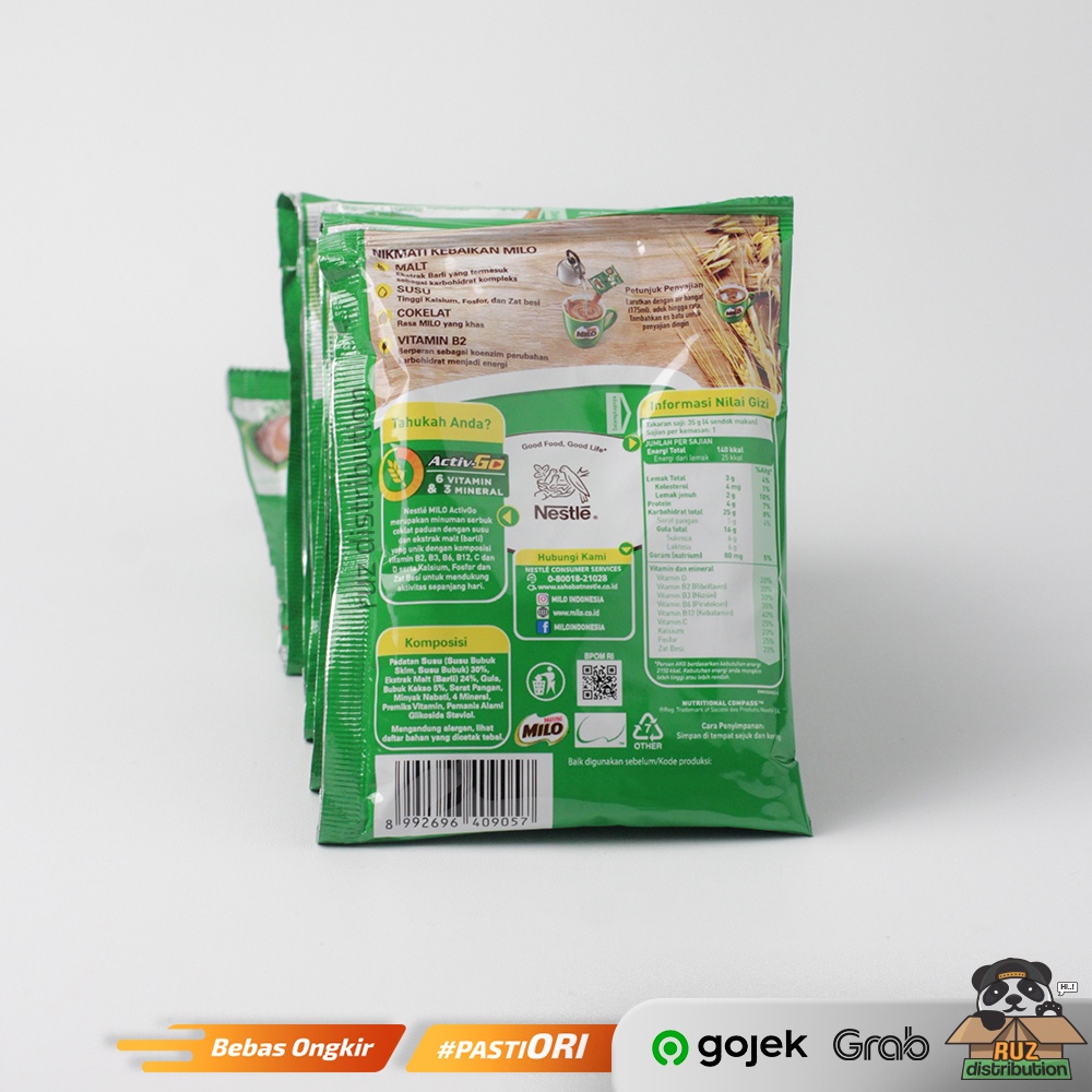 MILO 3 IN 1 ACTIV GO 35gr Renceng 10Pcs - Milo Sachet 3 IN 1 Renceng