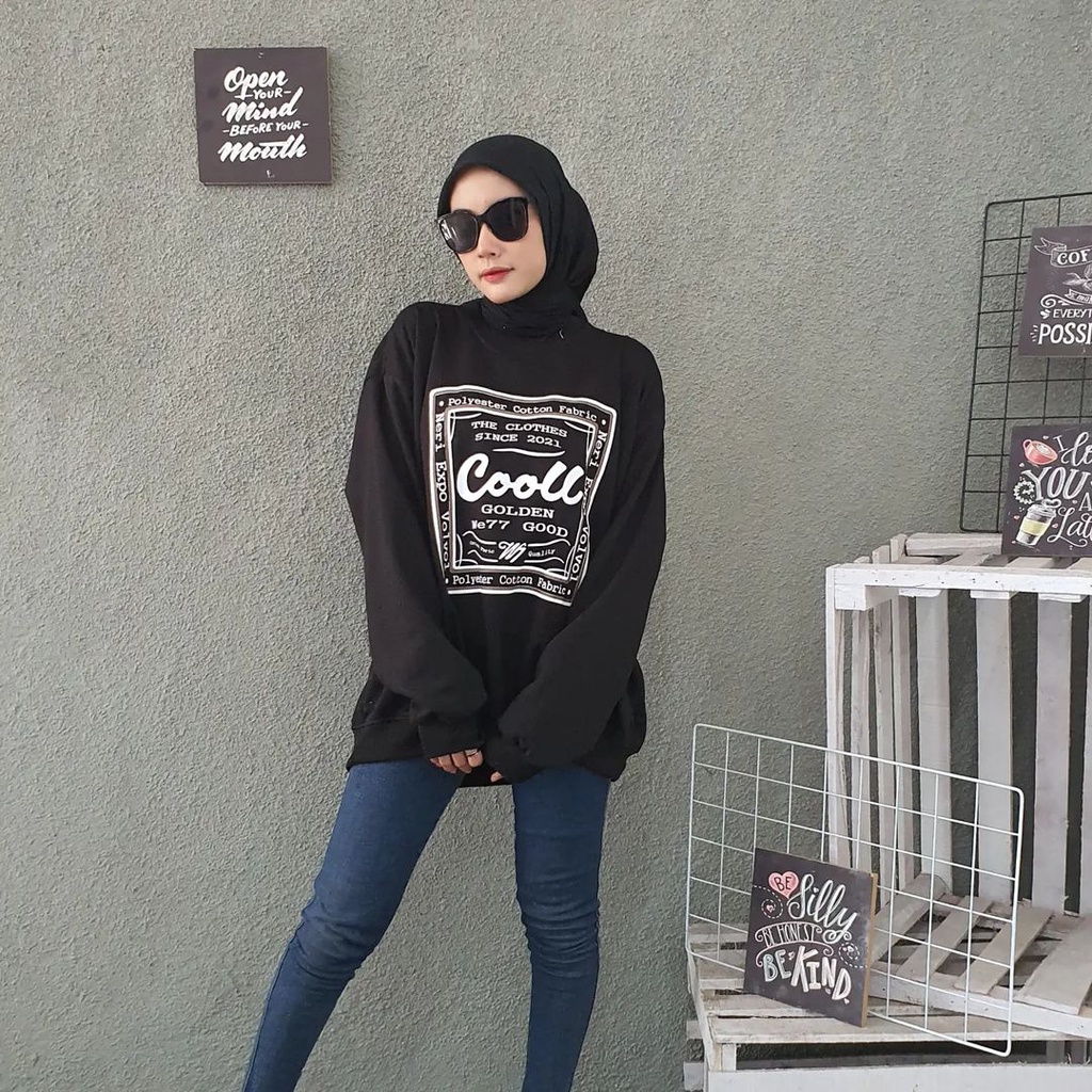 Atasan Wanita Sweater Oversize Cool Ukuran XXL Bahan Pleece Style Korea Terbaru