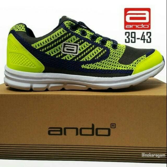 SEPATU SPORT RINGAN ANDO MARATHON HITAM HIJAU SEPATU OLAHRAGA RUNNING