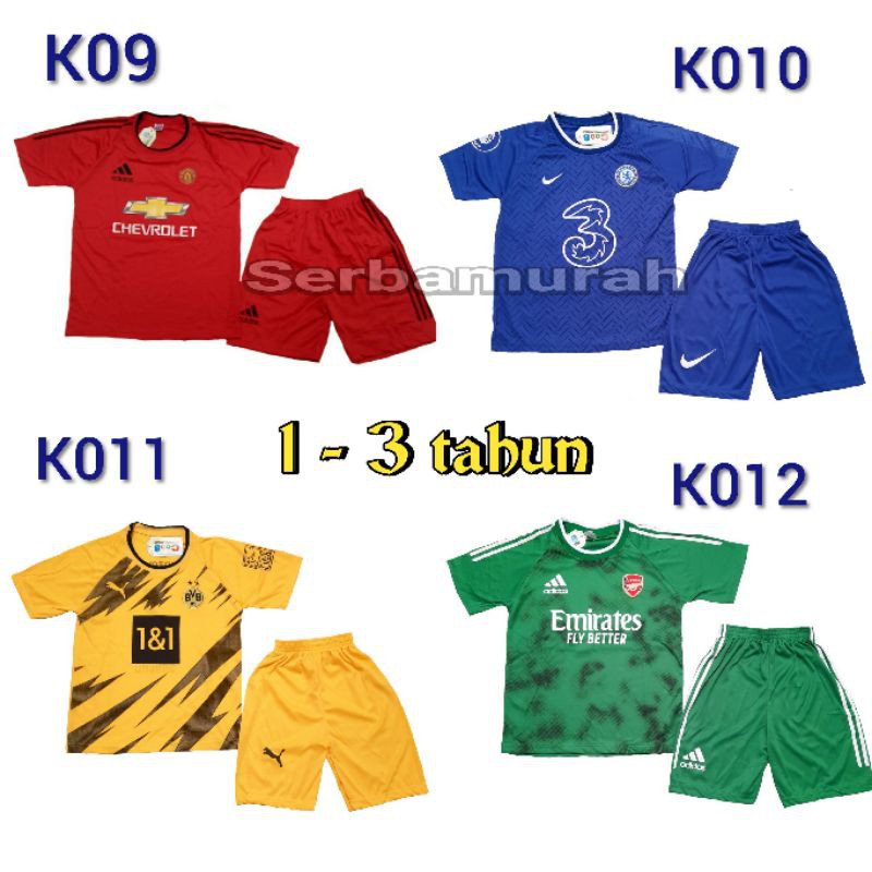 Jersey bola anak setelan jersey anak 1 sampai 3 tahun