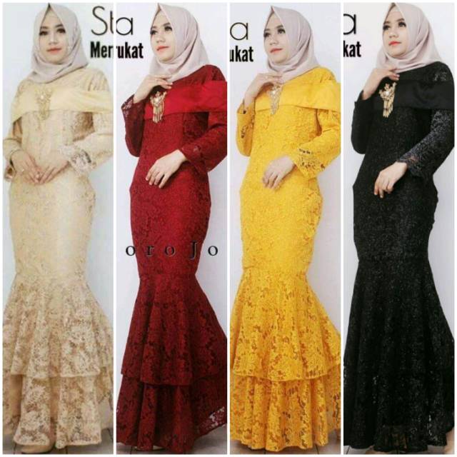 Long dress brukat mermaid starla gamis brokat duyung