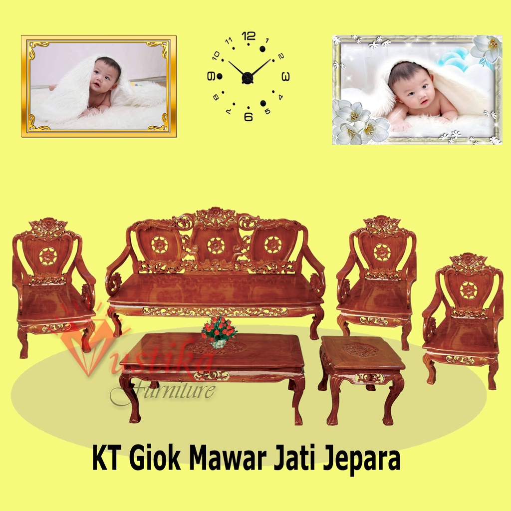 Kursi Tamu Kayu Jati Jepara-Giok Mawar