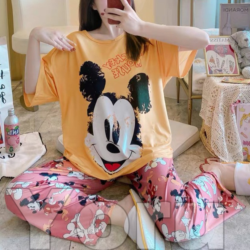 PAMELO Set Piyama Baju Tidur Import/Setelan Cp7 stage 2/Korea Style Baju Tidur Murah/Setelan Spandek Import/importir Baju Tidur Baju Import CP Viral