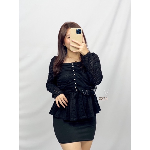 MDLV ~ 8824 HENRITA PEPLUM BLOUSE KOREA PREMIUM BLOUSE WANITA ATASAN LENGAN PANJANG FASHION IMPORT