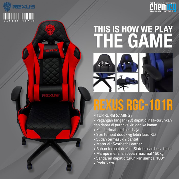  Rexus  Gaming  Chair  Kursi  Gaming  RGC 101  Red  Shopee 