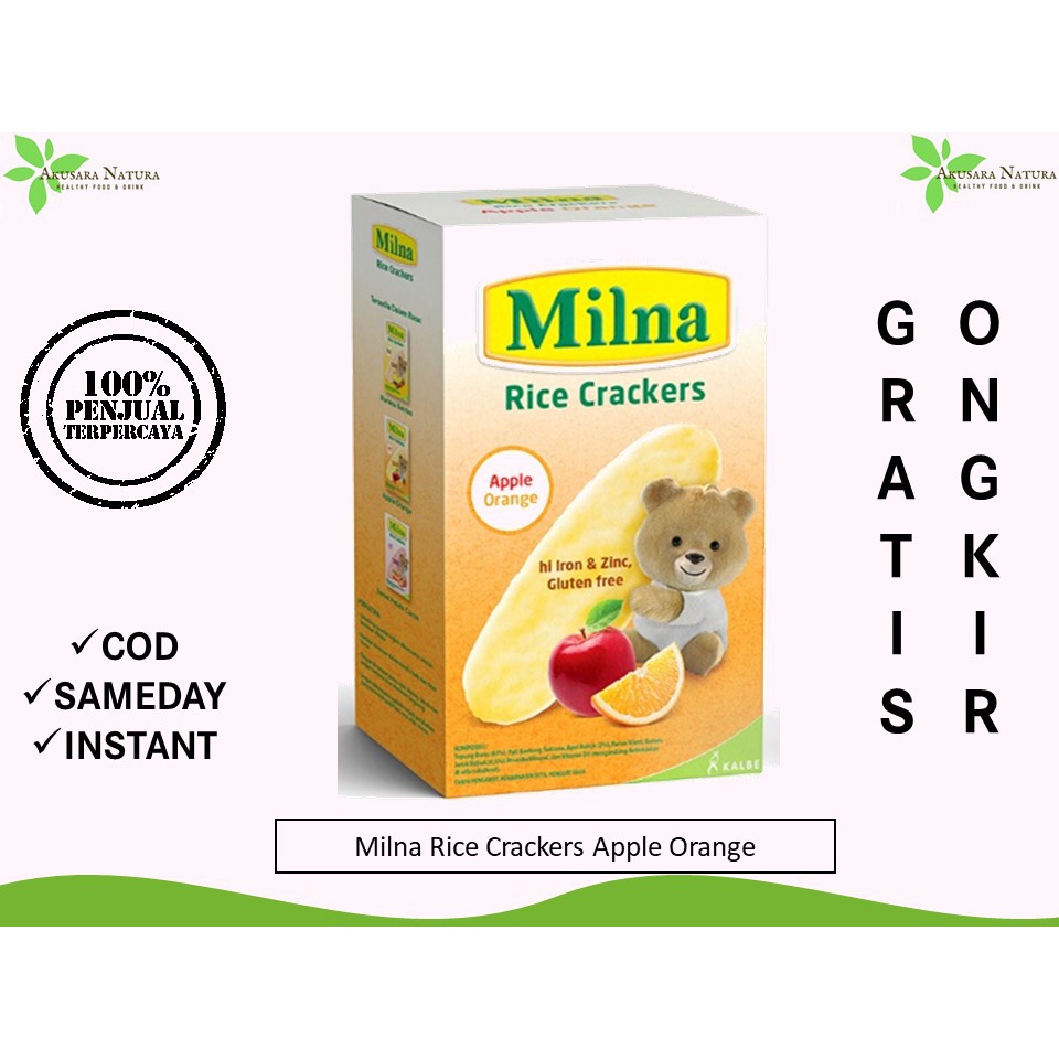 Milna Rice Crackers Sweet Potato  | Banana   | Apple 5x4gr [BISA COD | SAMEDAY | INSTANT]