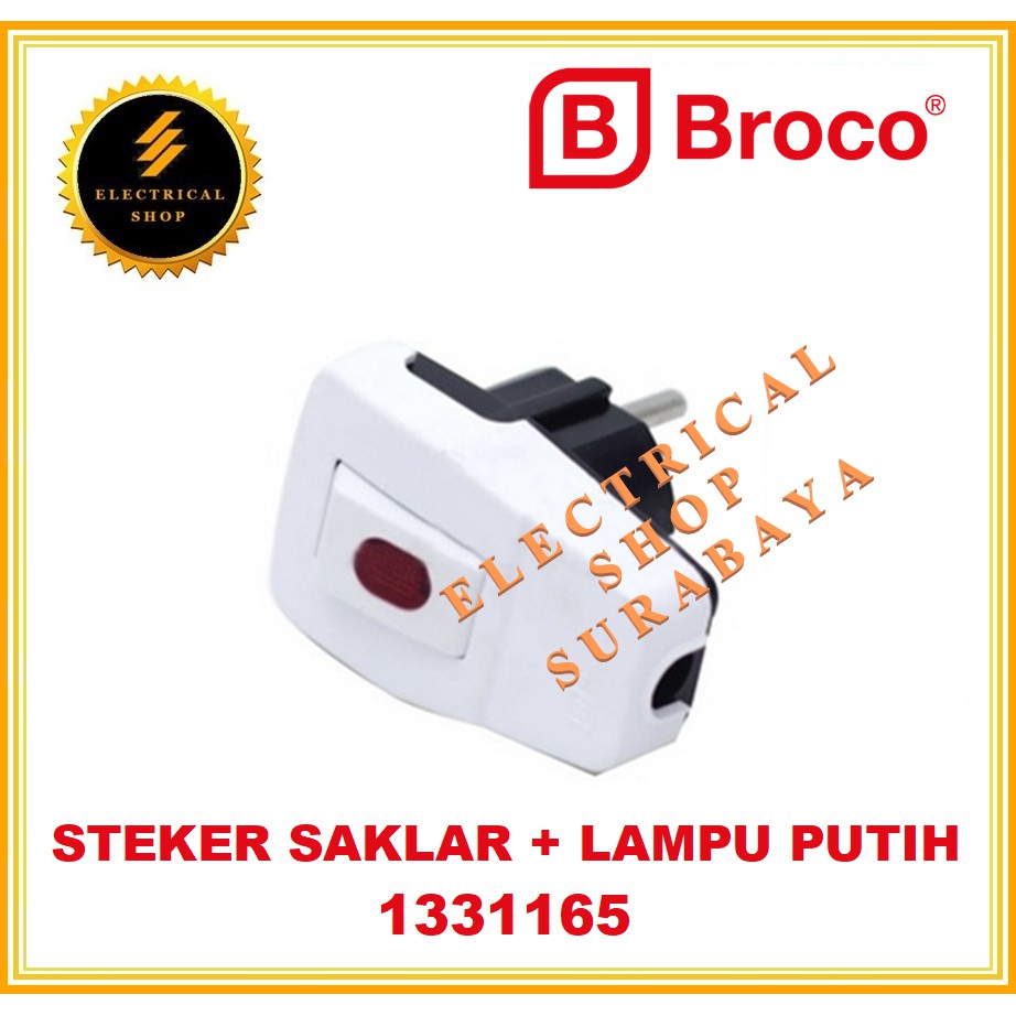 BROCO STEKER SAKLAR + LAMPU PUTIH 13311 (TERSEDIA HARGA GROSIR) - 1331165 PLUG SWITCH WITH LAMP