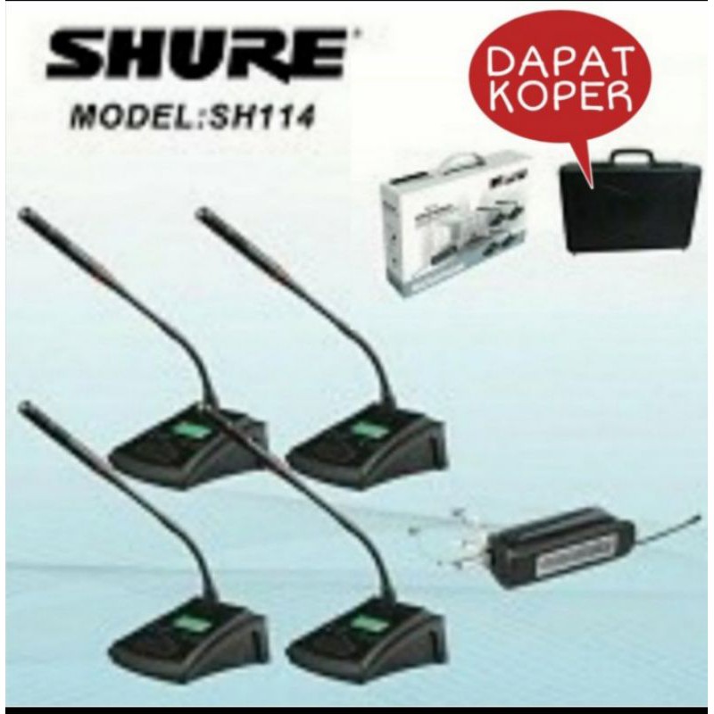 Mic Meja Wireless 4 UNiT SHURE SH 114 Profesional Conference System