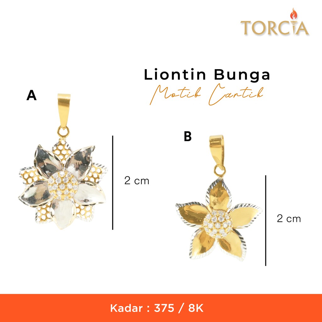 Liontin Emas Asli Bunga Motif Cantik Kadar 375 Torcia