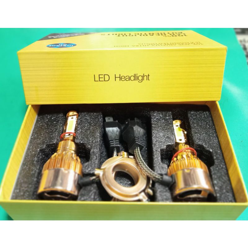 2pcs/sepasang Lampu depan led H4 2 sisi 12 volt casing gold kipas bisa mobil motor universal