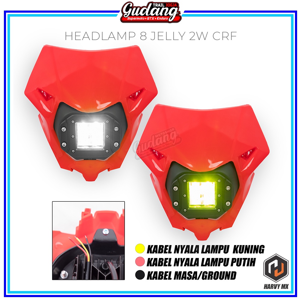 Headlamp Reflektor Lampu Depan KTM 250 2017 KTM 2014 CRF 150L 2018 Standar 8 LED Jelly 12 LED  2W HRV Hitam Orange Putih