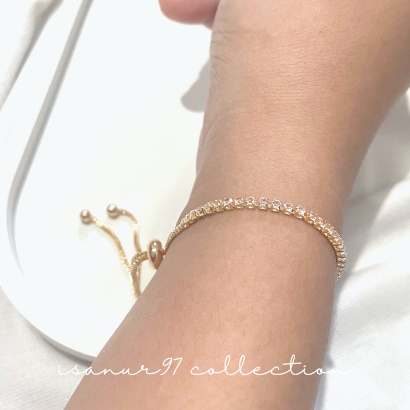 ISANUR97 - “Diamond Bracelet” | Gelang Wanita Gelang Serut Berlian Titanium Gelang Serut Gold Emas RoseGold