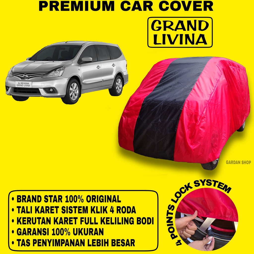 Body Cover GRAND LIVINA MERAH HITAM Penutup Bodi Mobil Grand Livina Waterproof PREMIUM