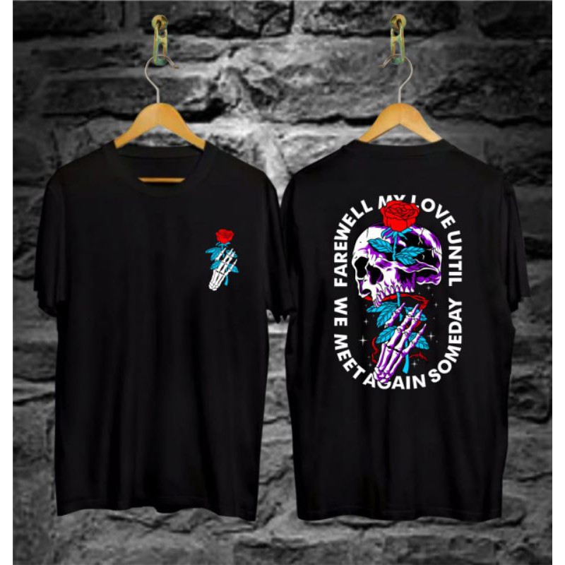 IKKONO STORE/KAOS MAWAR TENGKORAK / BUNGA FLOWER/ KAOS BUNGA VIRAL /  KAOS DISTRO KEREN/ KAOS PRIA /