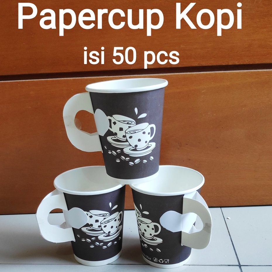 PaperCup Gagang /PaperCup Kuping (isi 50 pcs), Paper Cup Kopi, Gelas Kertas, Gelas Kopi
