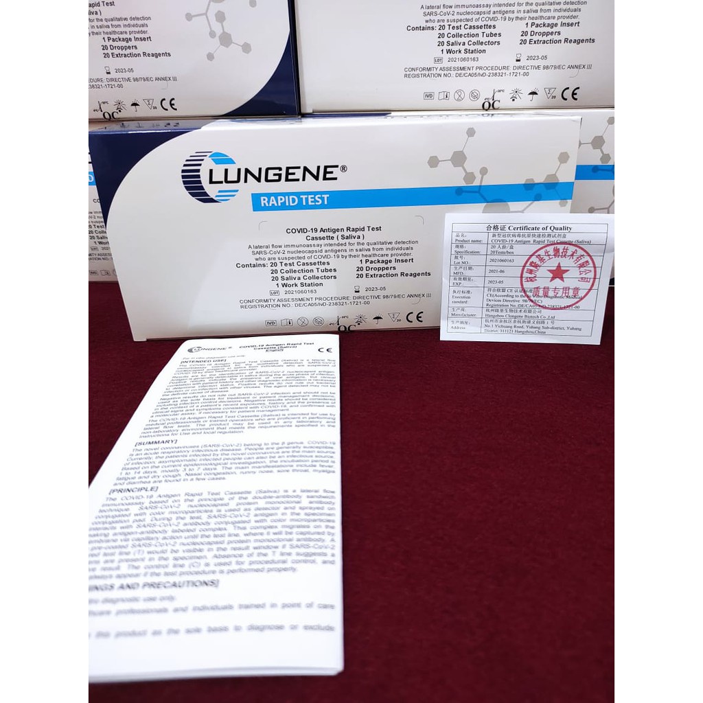alat rapid antigen swabs SALIVA test covid19 (1box 20 set komplate) metode Airliur