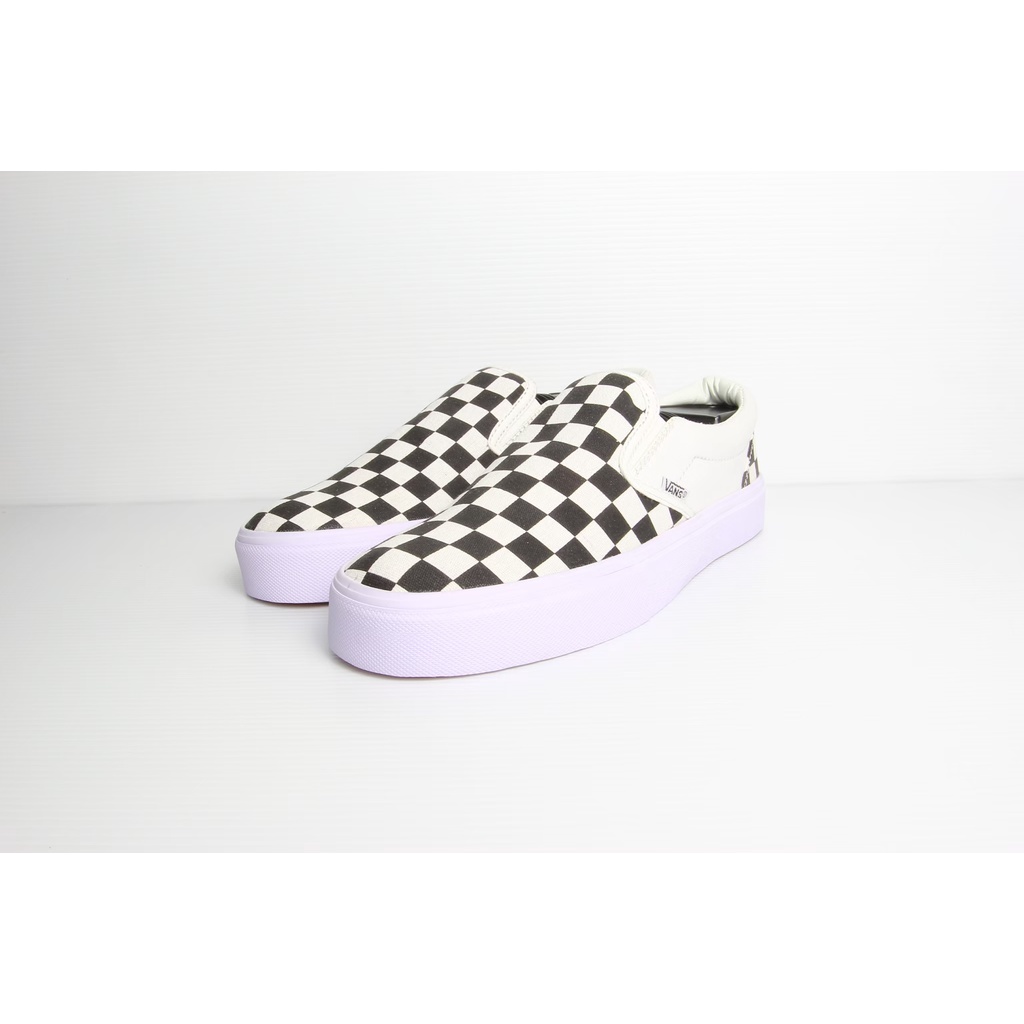 [GRADE ORIGINAL] SEPATU VANS SLIPON CHECKERBOARD CATUR - PUTIH HITAM ABU NAVY-Mono