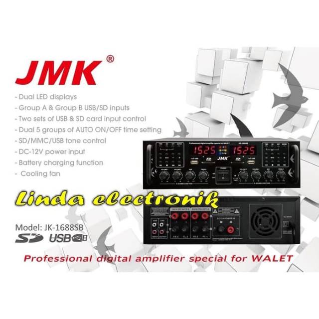 POWER AMPLIFIER WALET JMK EQUALIZER MIXER MIXING MURAH GARANSI ECHO KARAOKE TREBEL BASS VOLUME AUX