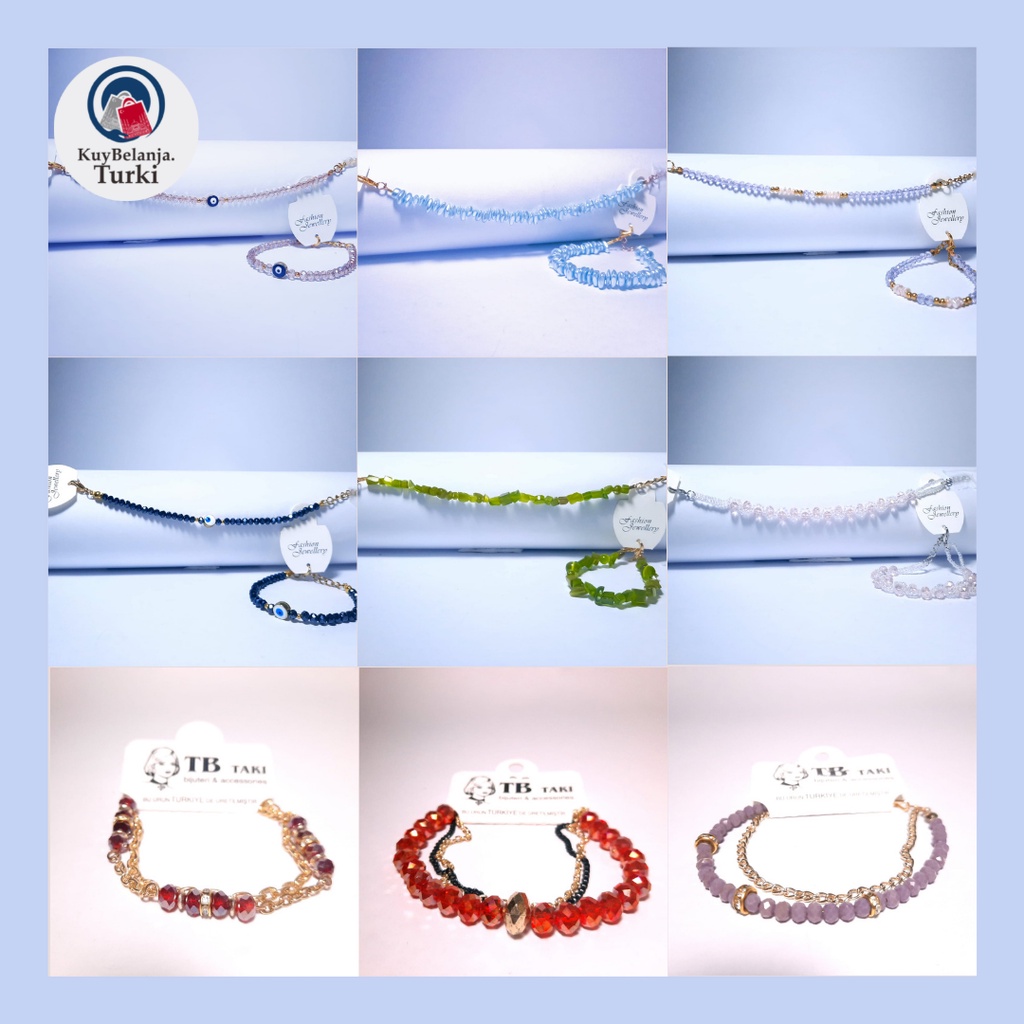 Gelang Wanita khas Turki | Zirkon-Manik-evil eye.
