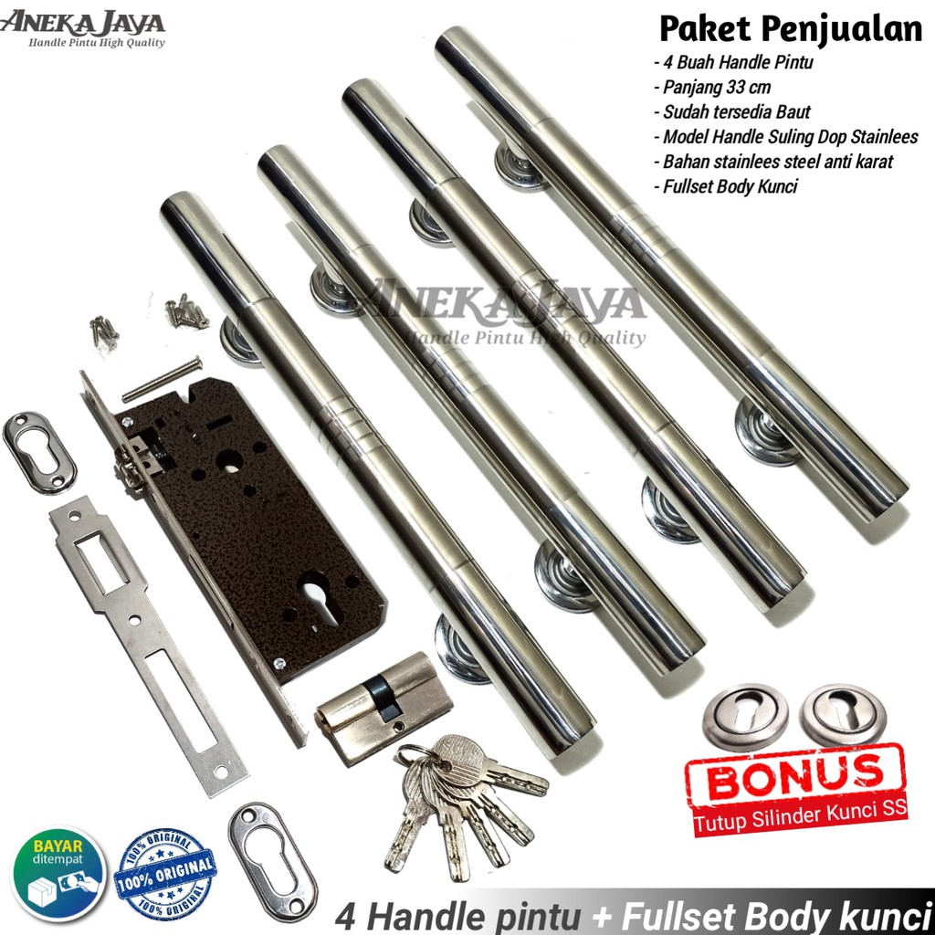 Handle set kunci pintu rumah 33 cm / Gagang pintun rumah / Pegangan pintu rumah kupu tarung murah